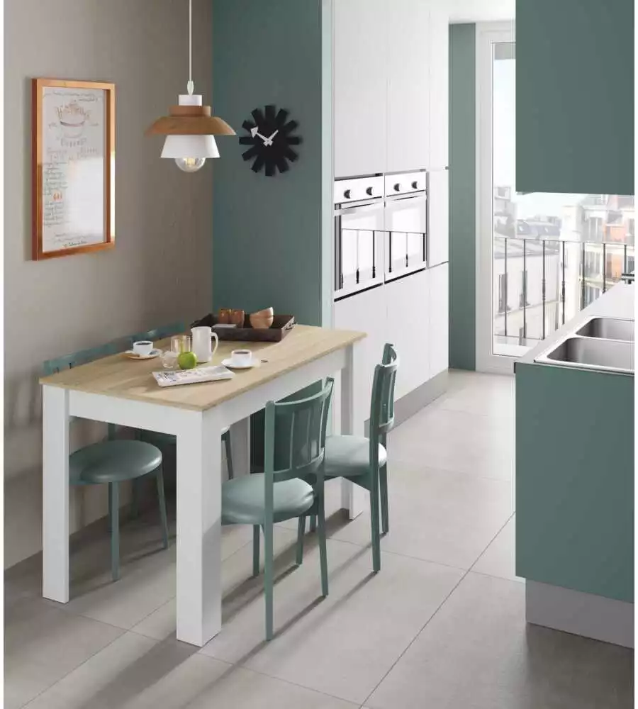 TAVOLO DA PRANZO BIANCO E ROVERE, 109X67X78 CM